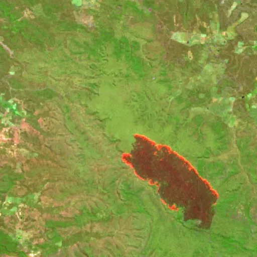 Incendio cerca de Oeiras (5 ago) — Sentinel-2 SWIR (fuego)