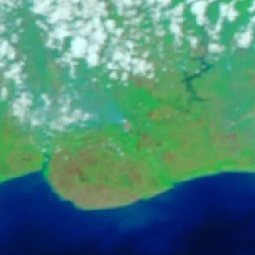Wildfire near Okaba (Oct 2) — NASA satellite