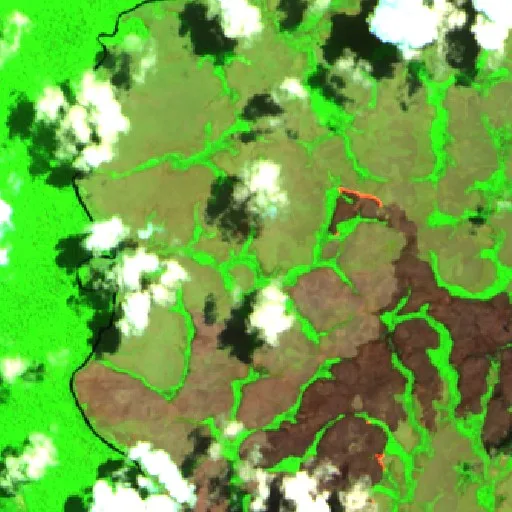 Wildfire near Oriximiná — Sentinel-2 SWIR (fuego)