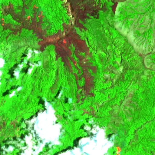 Wildfire near Pakel — Sentinel-2 SWIR (fuego)