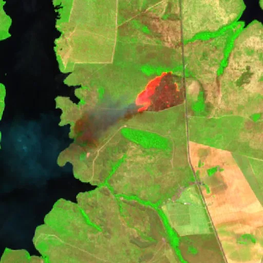 Wildfire near Palmeiras do Tocantins — Sentinel-2 SWIR (fuego)