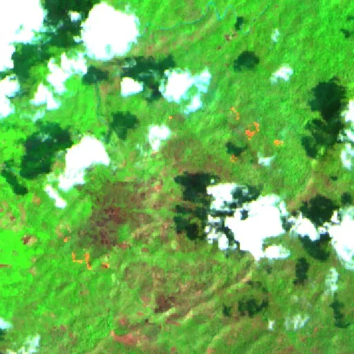 Wildfire near Pangaron — Sentinel-2 SWIR (fuego)