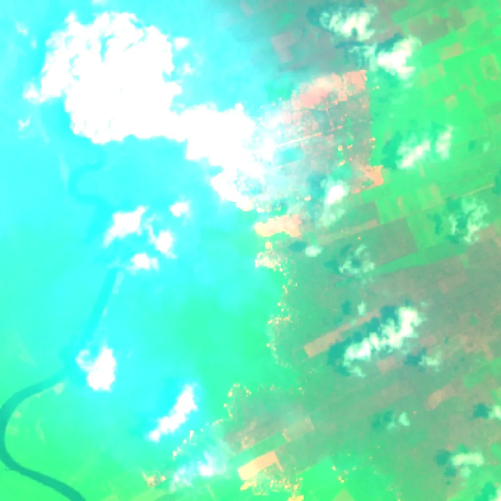 Incendio cerca de Pangkalanbuun (11 oct) — Sentinel-2 SWIR (fuego)