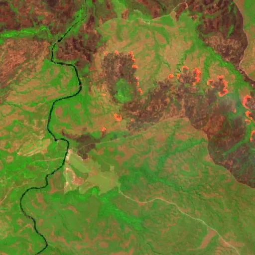 Wildfire near Paranatinga (Aug 16) — Sentinel-2 SWIR