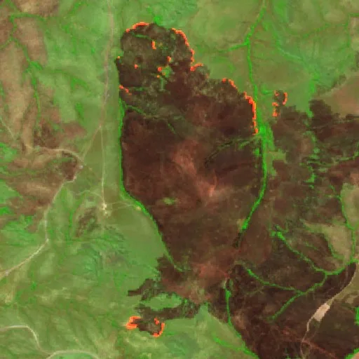 Incendio cerca de Paranatinga (12 ago) — Sentinel-2 SWIR (fuego)