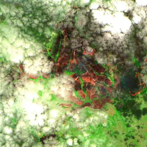 Wildfire near Paranatinga (Aug 22) — Sentinel-2 SWIR (fuego)
