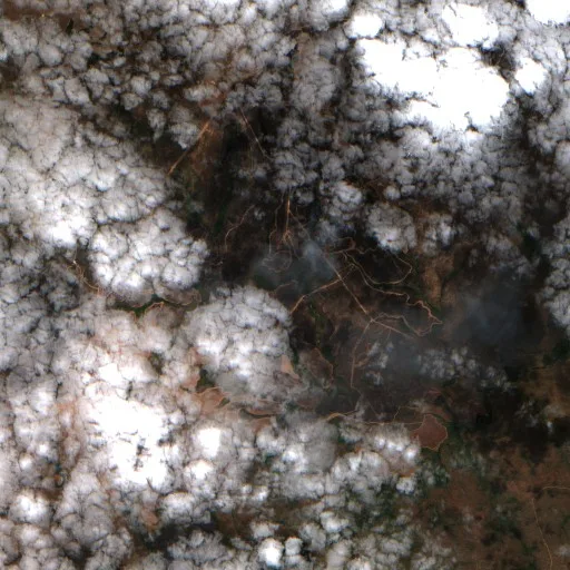 Wildfire near Paranatinga (Aug 22) — Sentinel-2 true color