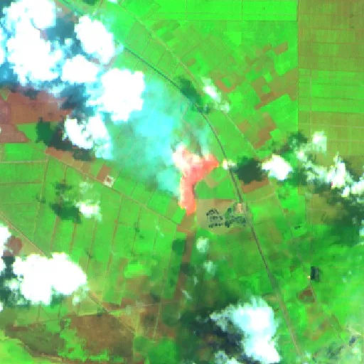 Incendio cerca de Pedamaran (28 sep) — Sentinel-2 SWIR (fuego)
