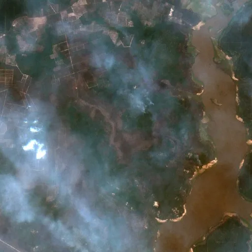 Wildfire near Pembuanghulu (Oct 14 · SE) — Sentinel-2 true color