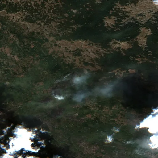 Wildfire near Plužine — Sentinel-2 true color