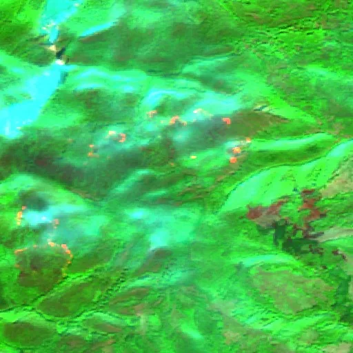 Wildfire near Podeni — Sentinel-2 SWIR (fuego)