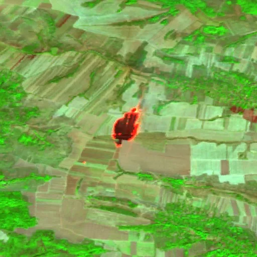 Incendio cerca de Poroina Mare — Sentinel-2 SWIR (fuego)
