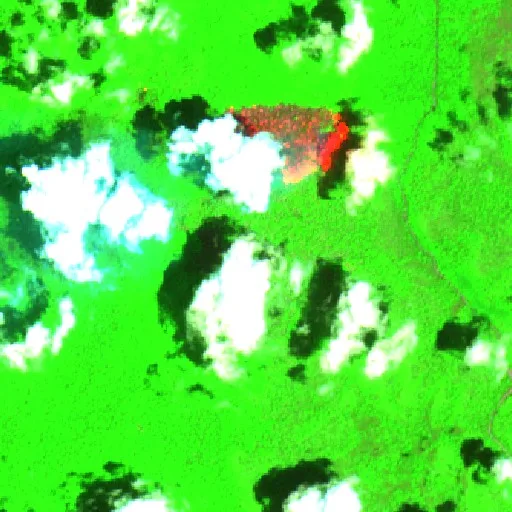 Wildfire near Porto Molungu — Sentinel-2 SWIR (fuego)