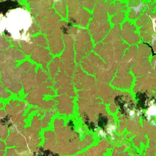 Incendio cerca de Portuário do Igarapé da Fortaleza (24 oct) — Sentinel-2 SWIR (fuego)