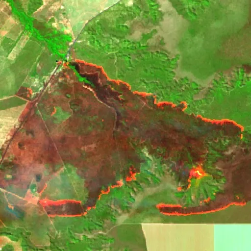 Wildfire near Posse — Sentinel-2 SWIR (fuego)
