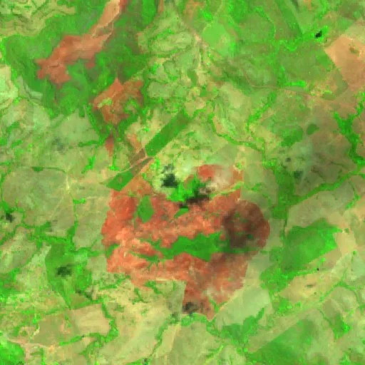 Wildfire near Poxoréu (Aug 31) — Sentinel-2 SWIR (fuego)