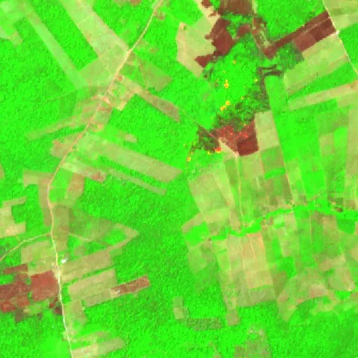 Wildfire near Prainha (Oct 27) — Sentinel-2 SWIR (fuego)