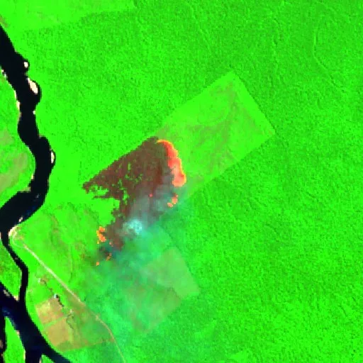 Wildfire near Prainha Nova — Sentinel-2 SWIR (fuego)