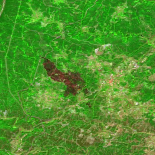 Incendio cerca de Proença-a-Nova — Sentinel-2 SWIR (fuego)