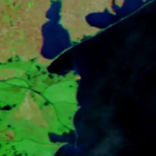 Wildfire near Prymors’ke (Oct 9) — NASA satellite