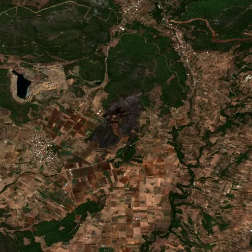 Wildfire near Psachná — Sentinel-2 true color