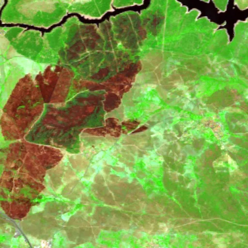 Wildfire near Puentes Viejas (Jul 17) — Sentinel-2 SWIR (fuego)