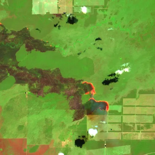 Incendio cerca de Puerto Bahía Negra (29 sep) — Sentinel-2 SWIR (fuego)