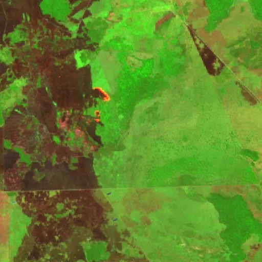 Incendio cerca de Puerto Vallemí — Sentinel-2 SWIR