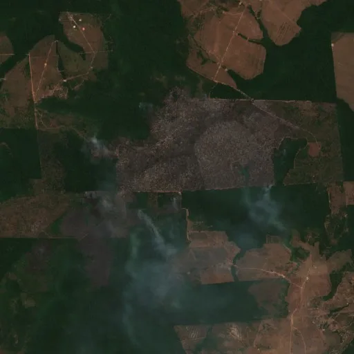 Wildfire near Rancho de Caça dos Tapiúnas — Sentinel-2 true color