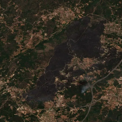 Incendio cerca de Redondelo — Sentinel-2 true color