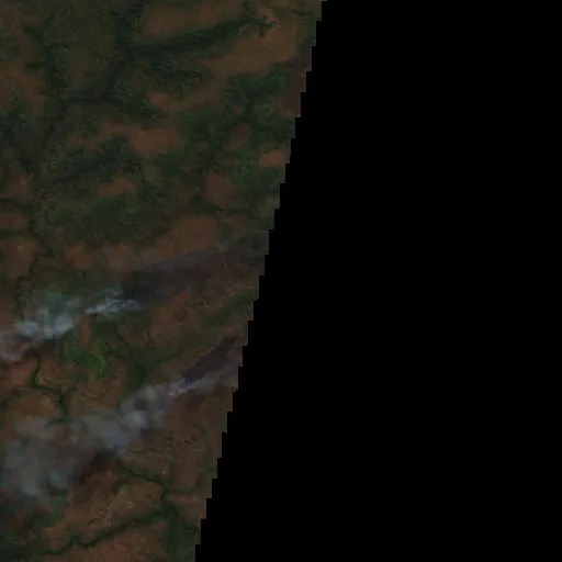 Wildfire near Ribeirão Cascalheira (Aug 16) — Sentinel-2 true color