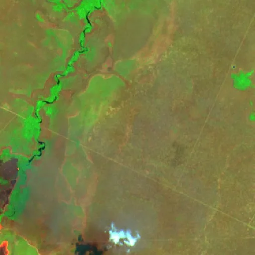Incendio cerca de Ribeirão Cascalheira (1 oct) — Sentinel-2 SWIR (fuego)