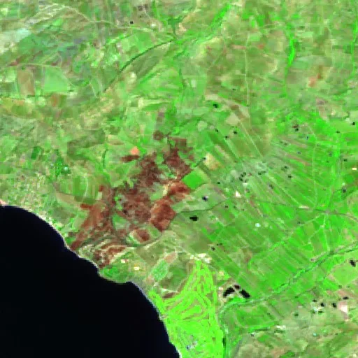 Wildfire near Ribera — Sentinel-2 SWIR (fuego)