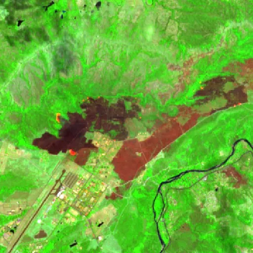 Wildfire near Ricaurte — Sentinel-2 SWIR (fuego)