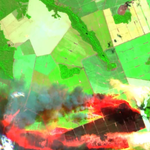 Incendio cerca de Rio Sono (11 ago · W) — Sentinel-2 SWIR (fuego)