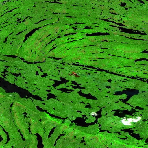Wildfire near Rivière-Koksoak (Jun 28) — Sentinel-2 SWIR (fuego)
