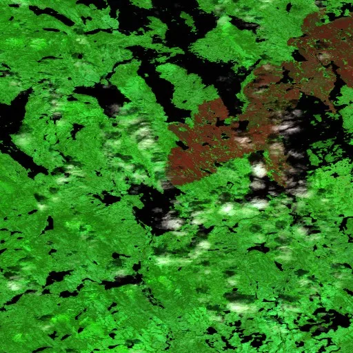 Wildfire near Rivière-Mouchalagane (Jun 29 · W) — Sentinel-2 SWIR (fuego)