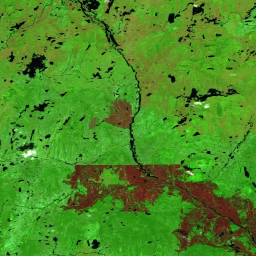 Wildfire near Rivière-Mouchalagane — Sentinel-2 SWIR (fuego)