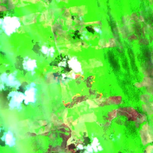 Wildfire near Rurópolis (Oct 12) — Sentinel-2 SWIR (fuego)