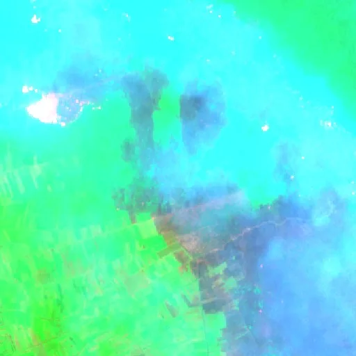 Incendio cerca de Sampit (14 oct) — Sentinel-2 SWIR (fuego)