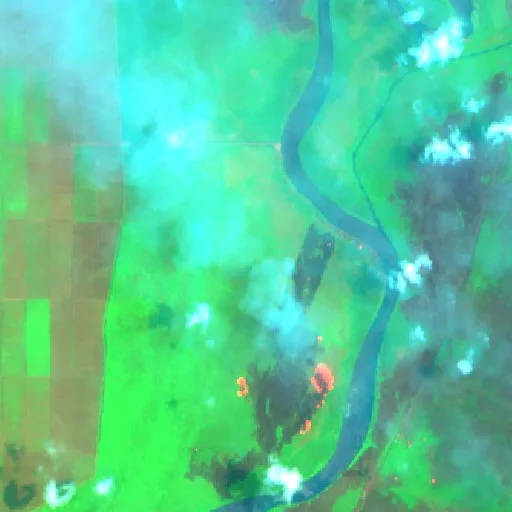 Wildfire near Sampit — Sentinel-2 SWIR (fuego)