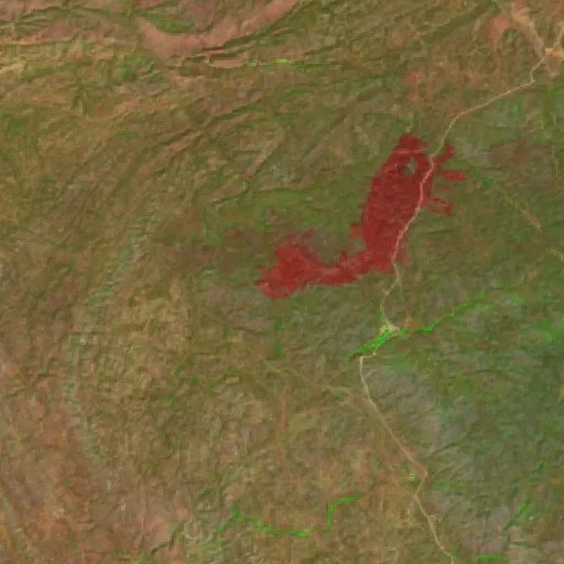 Incendio cerca de San Vicente (23 ago) — Sentinel-2 SWIR (fuego)