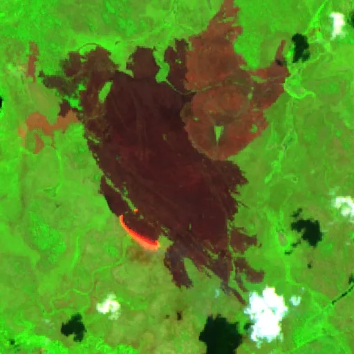 Wildfire near Santa Ana de Yacuma — Sentinel-2 SWIR (fuego)