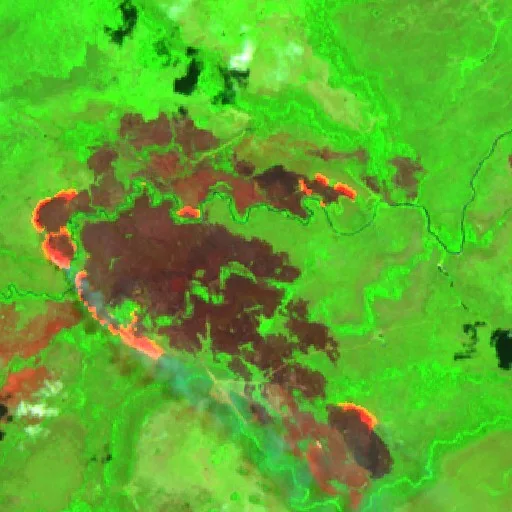 Wildfire near Santa Ana del Yacuma (Sep 29) — Sentinel-2 SWIR (fuego)