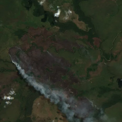 Wildfire near Santa Ana del Yacuma (Sep 29) — Sentinel-2 true color
