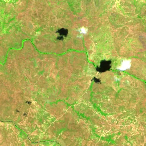 Incendio cerca de Santa Cruz dos Milagres (7 oct · W) — Sentinel-2 SWIR (fuego)