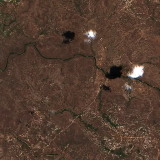 Incendio cerca de Santa Cruz dos Milagres (7 oct · W) — Sentinel-2 true color