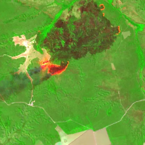 Wildfire near Santa Filomena (Aug 26) — Sentinel-2 SWIR (fuego)