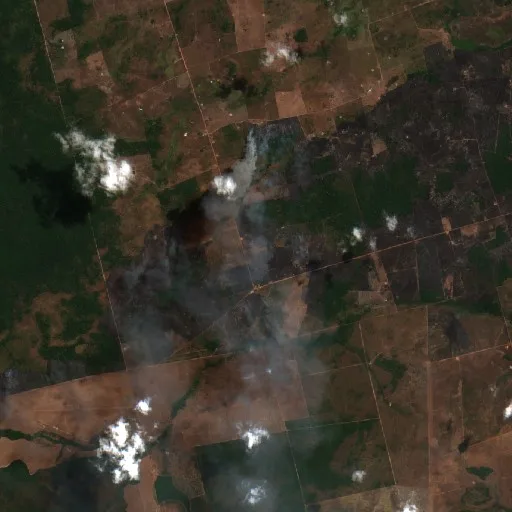 Wildfire near Santa Maria das Barreiras — Sentinel-2 true color