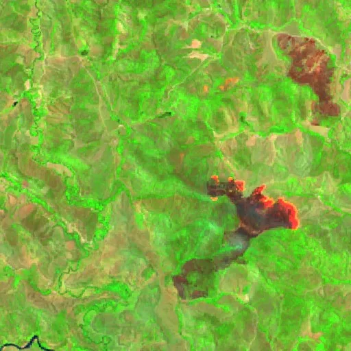 Incendio cerca de Santa Maria do Suaçuí — Sentinel-2 SWIR (fuego)